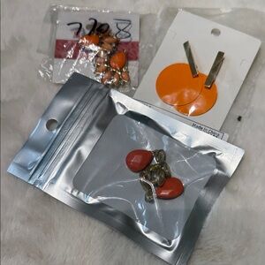 Orange and Gold Earring Set